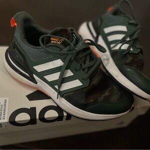 Adidas Forest Green and White Running Shoes